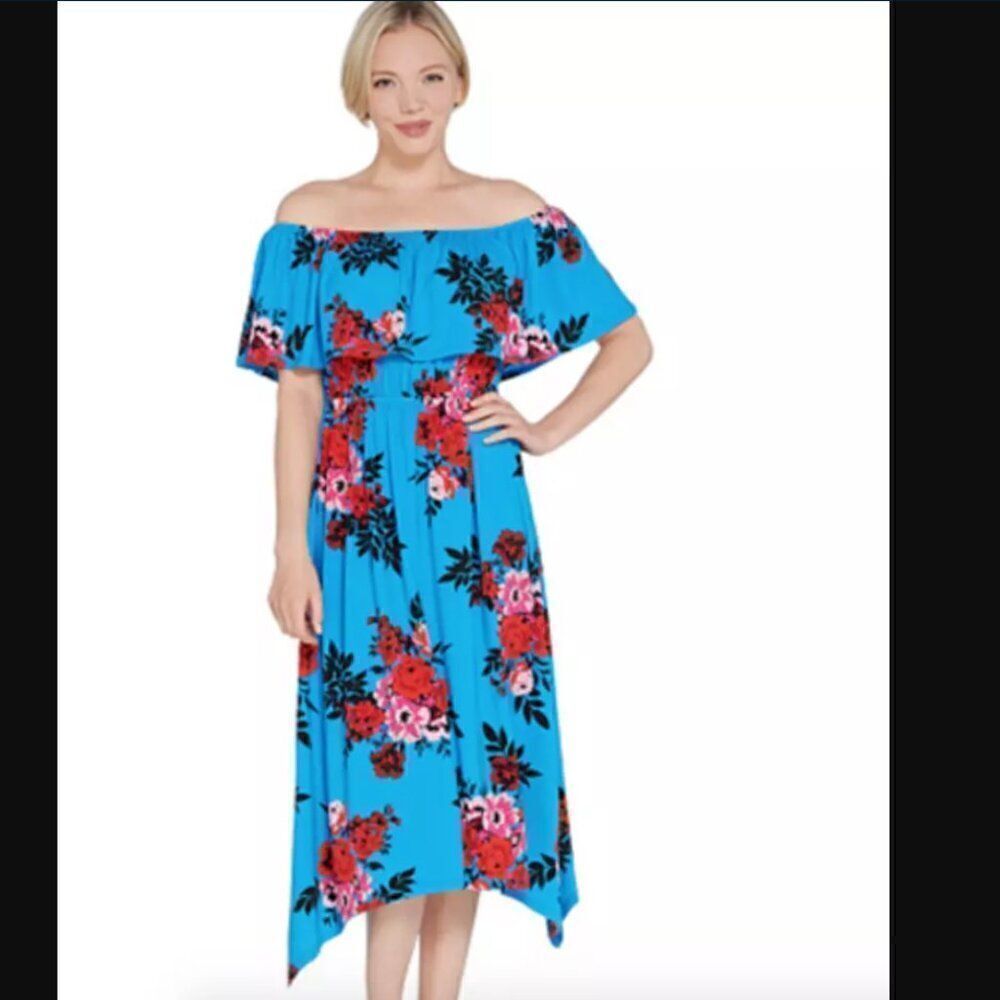 NWOT Du Jour Off-the- Shoulder Floral Printed Knit Dress Women's | Size S